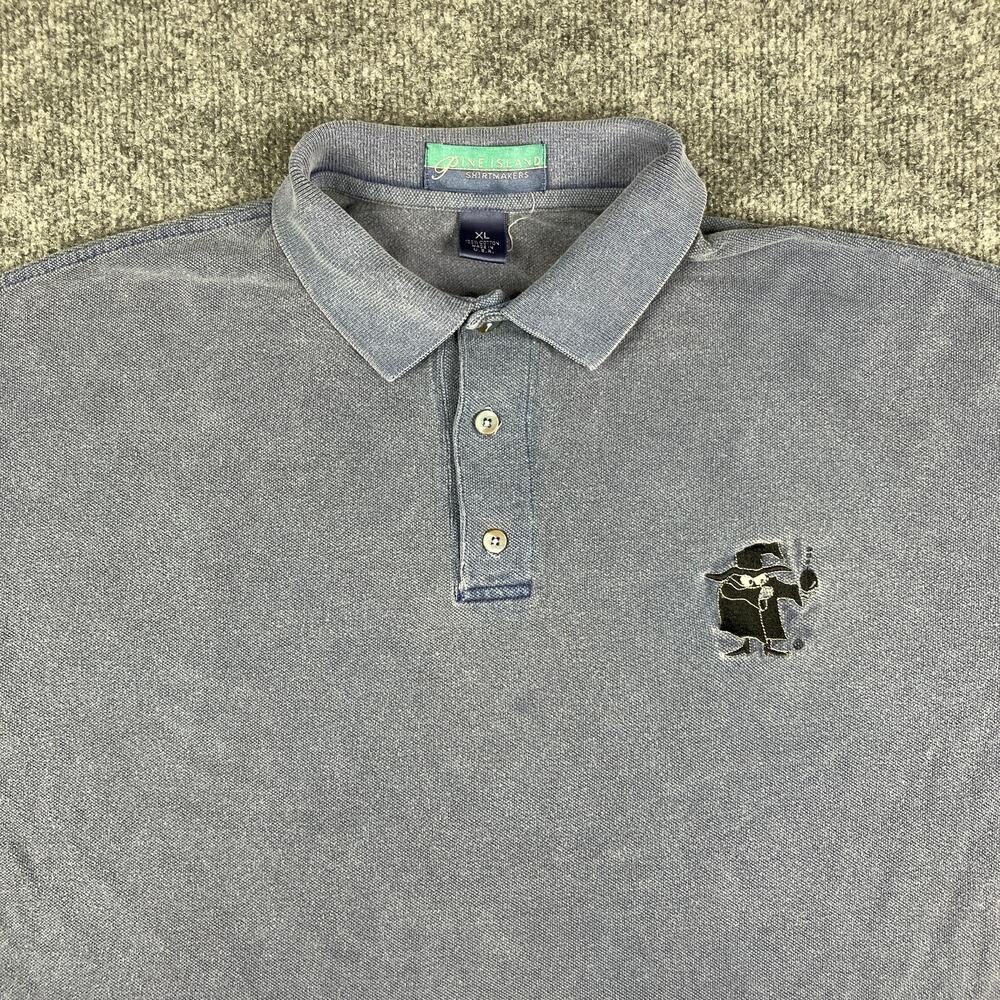 Pine Island Polo Shirt Mens XL Blue Embroidered Casual Short Sleeve Mad Bomber